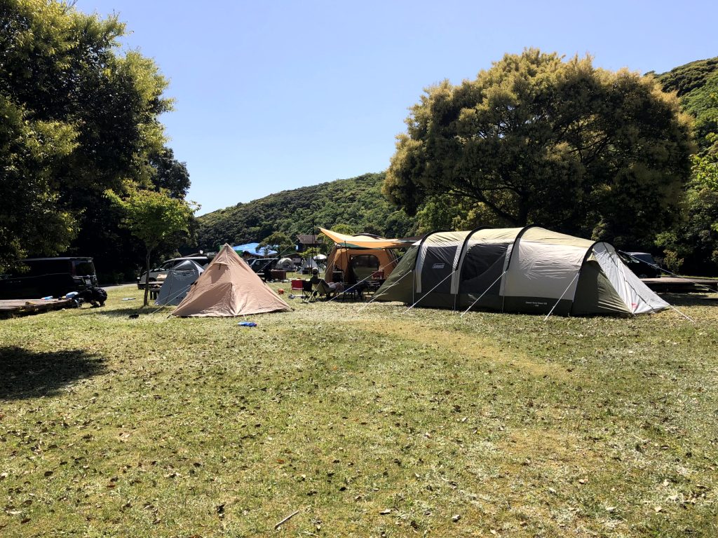 テントが張ってあるキャンプ場