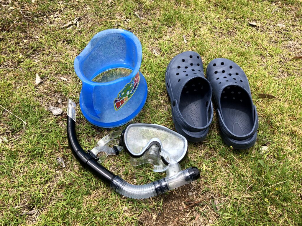 水中ゴーグル・タコめがね・シュノーケル・サンダルなど